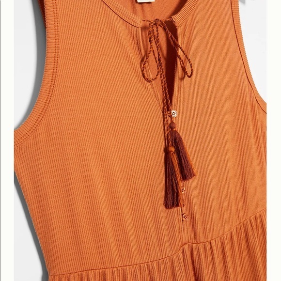 NWT Anthropologie Marina Tiered Wide-Leg Jumpsuit Orange Rust Small - Picture 4 of 13